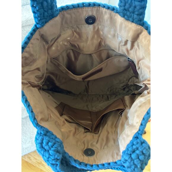 The Sak Orange & Blue Stripe Crochet & Tassel Knit Tote Bag - Picture 3 of 5